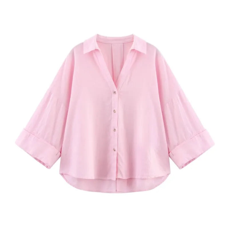 Chemise Femme HipSeam – Manches Larges & Ourlet Asymétrique - Ma boutique
