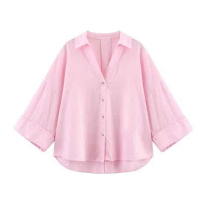 Chemise Femme HipSeam – Manches Larges & Ourlet Asymétrique - Ma boutique