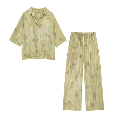 Ensemble Femme Printemps-Été 2024 – Chemise Jacquard & Pantalon Décontracté - Ma boutique
