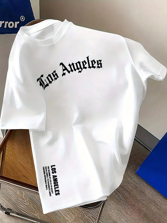 T-shirt Homme Été 100% Coton – Lettre Los Angeles - Ma boutique