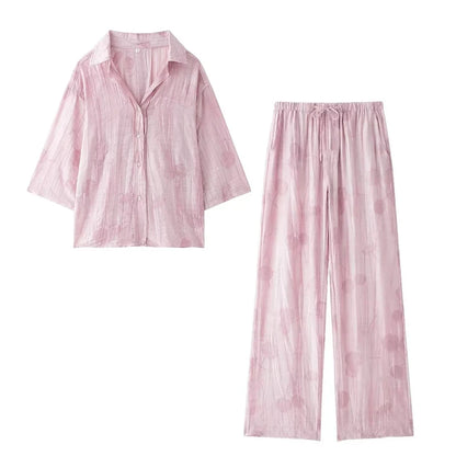 Ensemble Femme Printemps-Été 2024 – Chemise Jacquard & Pantalon Décontracté - Ma boutique