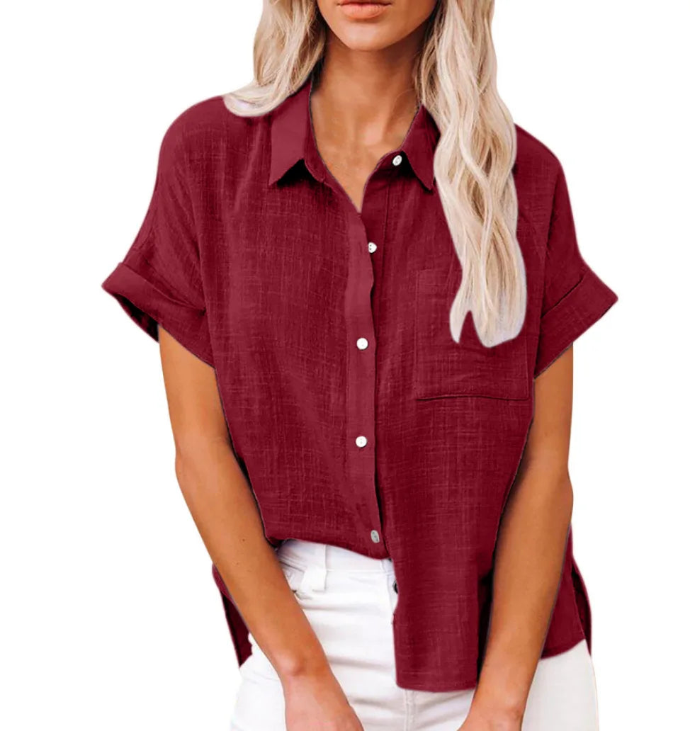 T-shirt d’Été Femme – Coton et Lin, Style Décontracté - Ma boutique