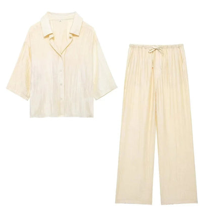 Ensemble Femme Printemps-Été 2024 – Chemise Jacquard & Pantalon Décontracté - Ma boutique