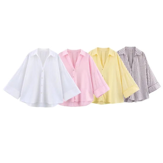 Chemise Femme HipSeam – Manches Larges & Ourlet Asymétrique - Ma boutique