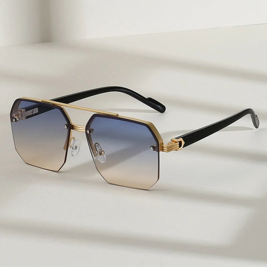 Lunettes de Soleil Homme Métal – Demi-Monture Carrée au Style Rétro & Tendance - Ma boutique