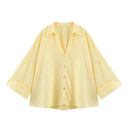 Chemise Femme HipSeam – Manches Larges & Ourlet Asymétrique - Ma boutique