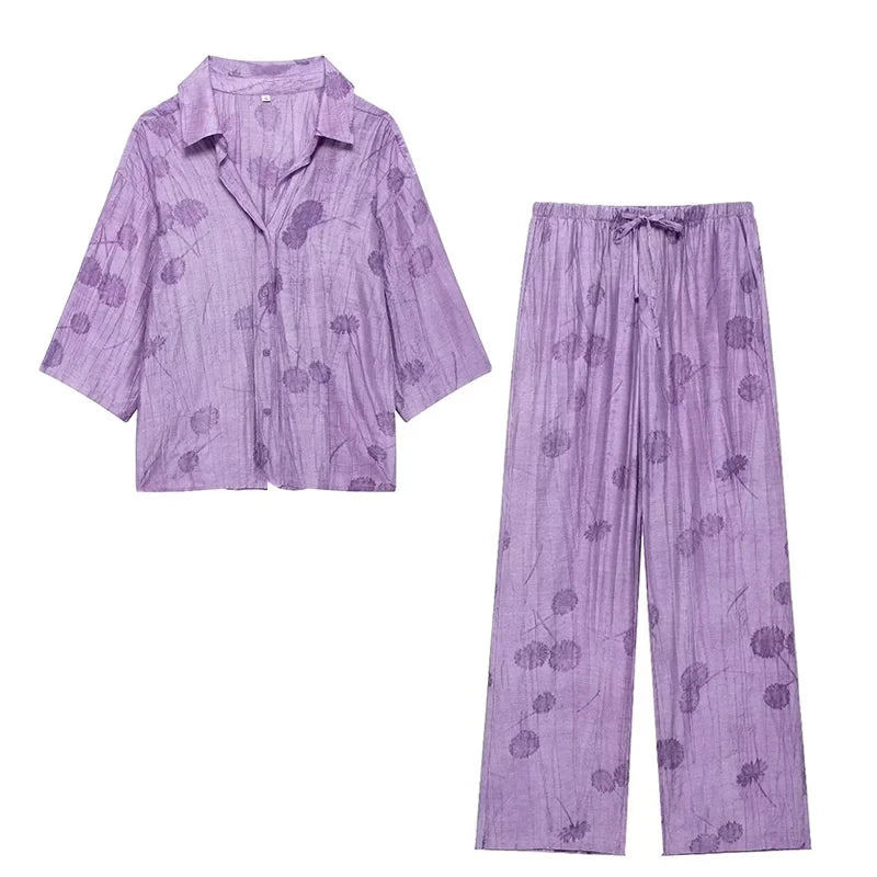 Ensemble Femme Printemps-Été 2024 – Chemise Jacquard & Pantalon Décontracté - Ma boutique